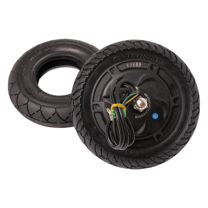 motor with tire behind it
